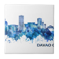 Davao City Philippines Skyline Blue