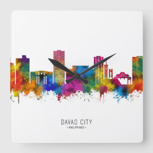 Davao City Philippines Skyline Square Wall Clock