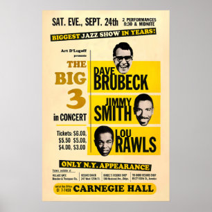 Dave Brubeck - Jimmy Smith - Lou Rawls jazz poster