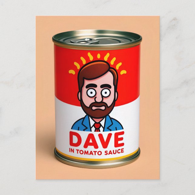 Dave in tomato sauce postcard (Front)