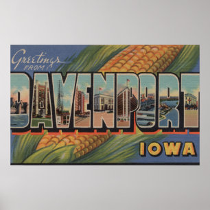 Davenport, Iowa (Corn) - Large Letter Scenes Poster