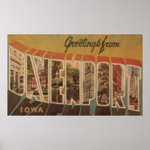 Davenport, Iowa - Large Letter Scenes Poster