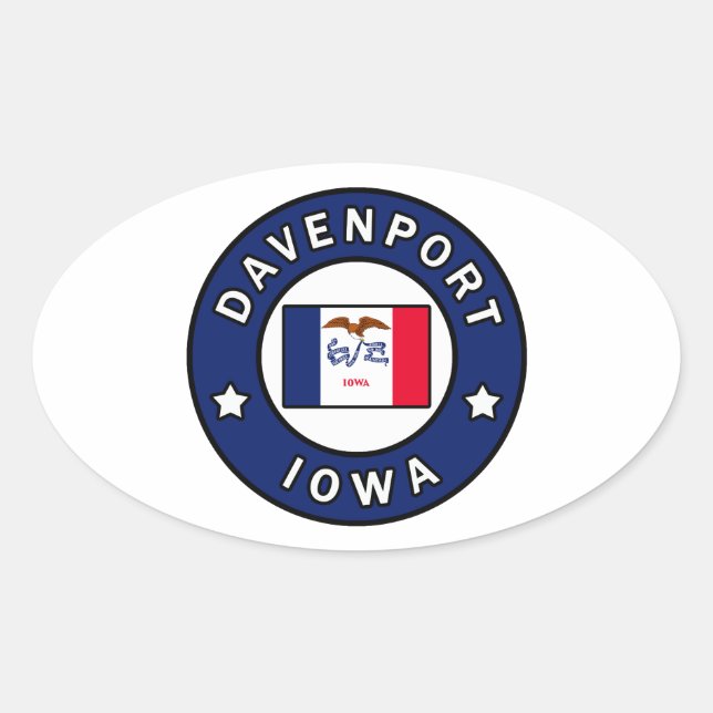 Davenport Iowa Oval Sticker (Front)