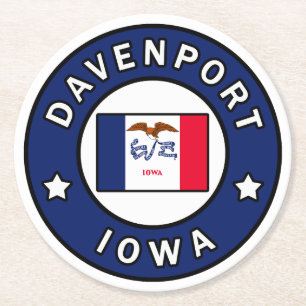 Davenport Iowa Round Paper Coaster