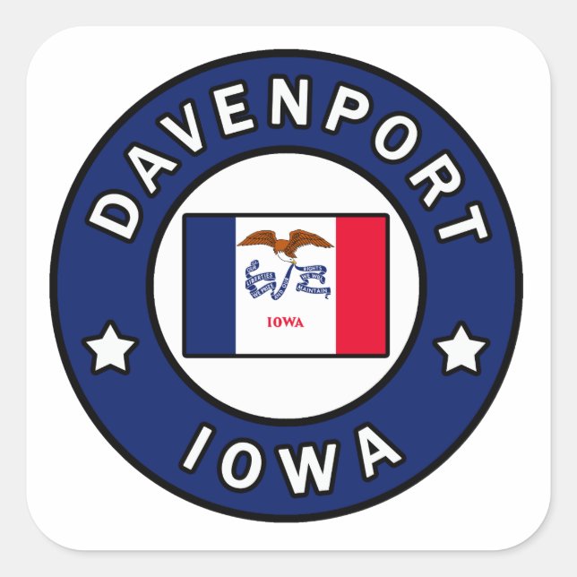 Davenport Iowa Square Sticker (Front)