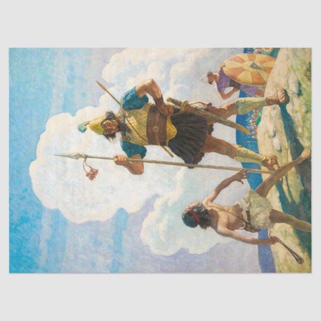David and Goliath by Newell Convers Wyeth Tissue Paper (Front)