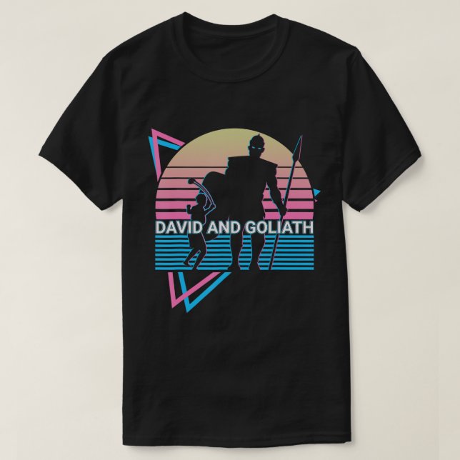 David And Goliath Christian Christianity Retro T-S T-Shirt (Design Front)
