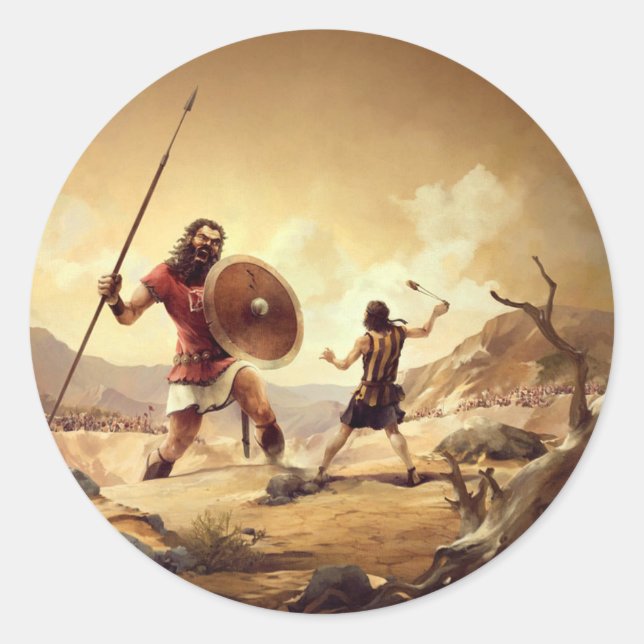 David and Goliath Classic Round Sticker (Front)
