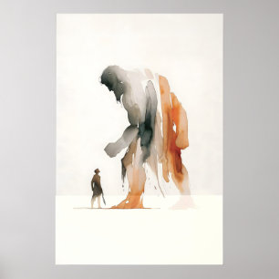 David And Goliath Watercolor Bible Story Art Poster