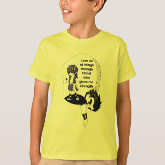 David and Goliath with Bible Verse Black Sketch T-Shirt