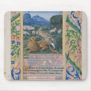 David defending his father's sheep against a mouse mat