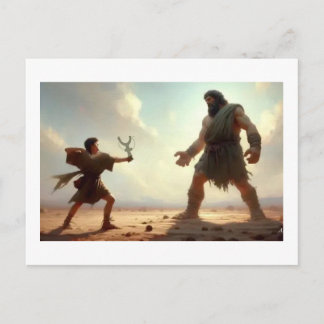 David Faces Goliath,  Postcard