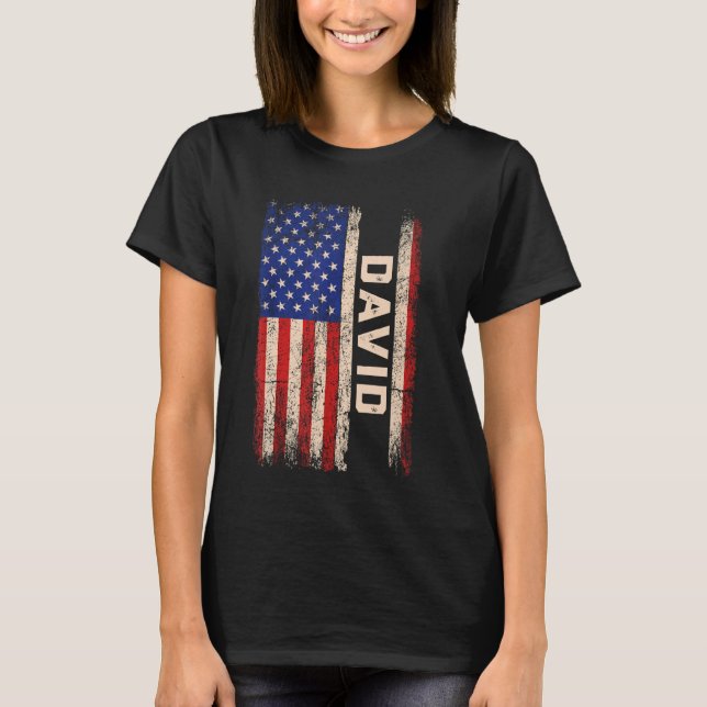 David First Name Shirt David Name American Flag (Front)