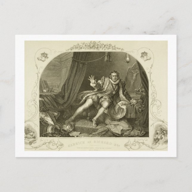 David Garrick (1717-79) as Richard III, Act V Scen Postcard (Front)