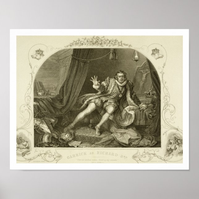 David Garrick (1717-79) as Richard III, Act V Scen Poster (Front)