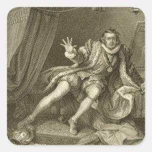 David Garrick (1717-79) as Richard III, Act V Scen Square Sticker
