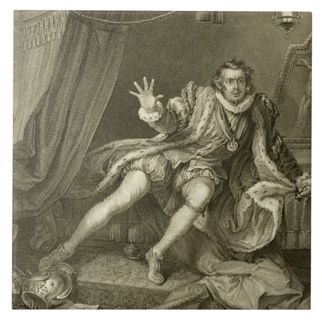 David Garrick (1717-79) as Richard III, Act V Scen Tile (Front)