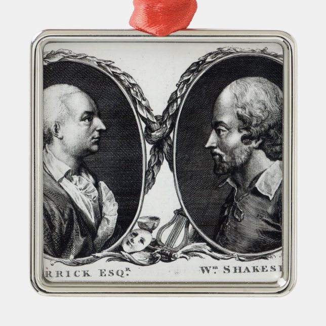 David Garrick and Shakespeare Metal Tree Decoration (Front)