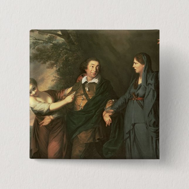 David Garrick  between the Muses of Tragedy 15 Cm Square Badge (Front)