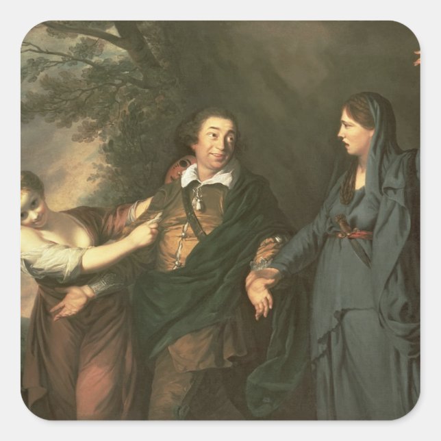 David Garrick  between the Muses of Tragedy Square Sticker (Front)