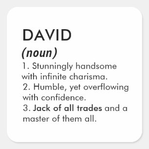 David name, Editable name, Custom name Square Sticker