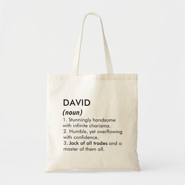 David name, Editable name, Custom name Tote Bag (Front)