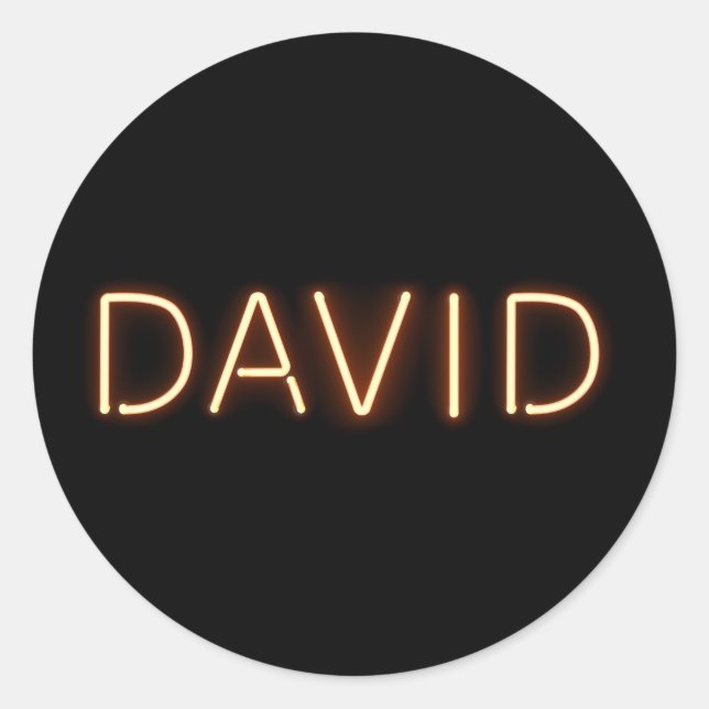 David  Name in Glowing Neon Lights Classic Round Sticker (Front)