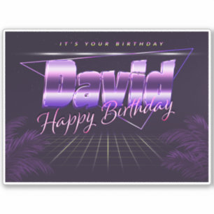 David Name Vorname lila retro Sticker Geburtstag