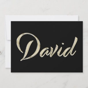 David Name white gold Handwriting Card