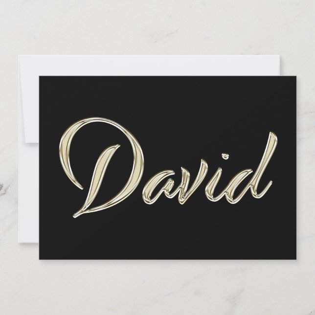 David Name white gold Handwriting Card (Front)