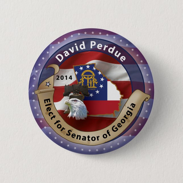 David Perdue 6 Cm Round Badge (Front)