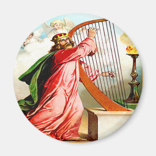 David praising god on harp Magnet
