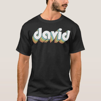 David Retro Rainbow Typography Faded Style T-Shirt