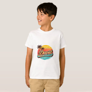 David Retro Sunset Tropical Name Design T-Shirt
