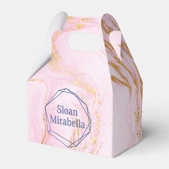 David Rose Gold Blush Pink Marble Logo Favour Box (Front Side)