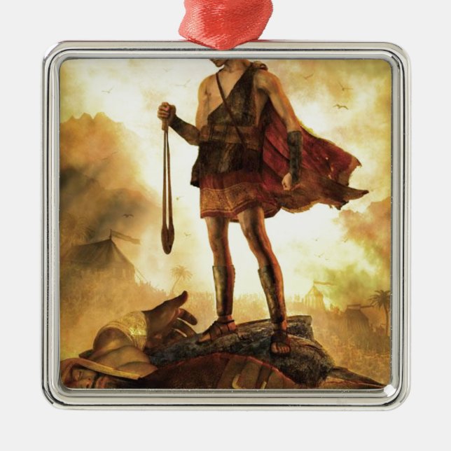 David slays Goliath Metal Tree Decoration (Front)