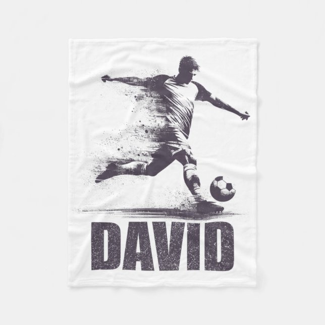 David Soccer Boys Personalised First Name David  Fleece Blanket (Front)