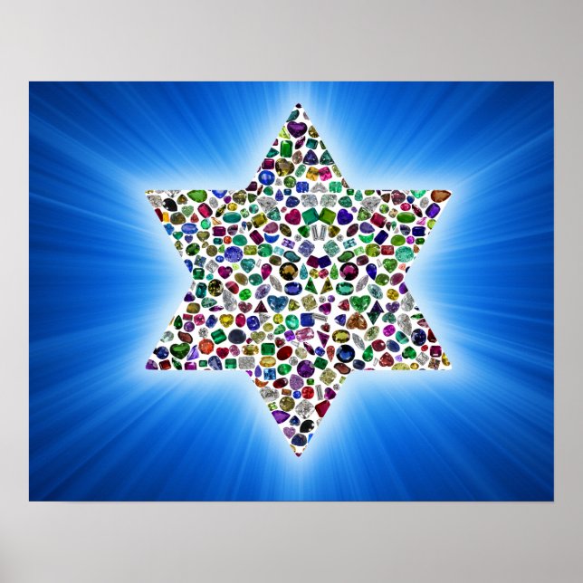 David Star made with Gemstones in All Colours Poster (Front)