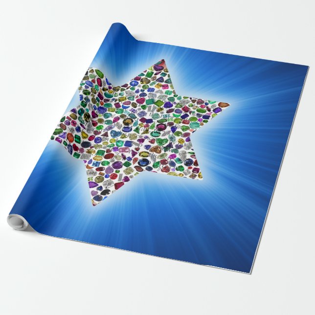 David Star made with Gemstones in All Colours Wrapping Paper (Unrolled)