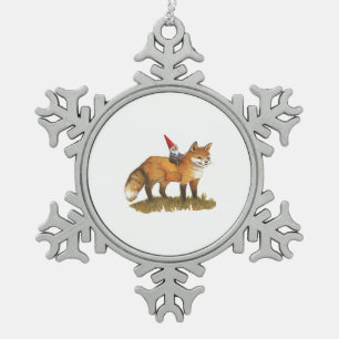 David The Gnome Woodland Forest Friends Snowflake Pewter Christmas Ornament