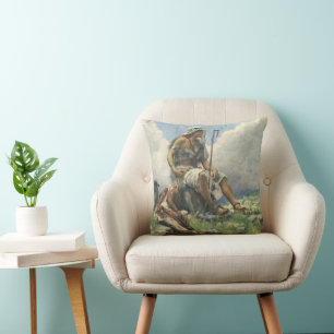 David the Shepherd by Copping, Vintage Religion Cushion