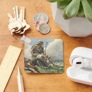 David the Shepherd by Copping, Vintage Religion Key Ring