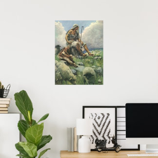 David the Shepherd by Copping, Vintage Religion Poster