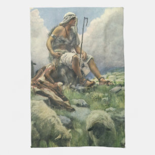 David the Shepherd by Copping, Vintage Religion Tea Towel