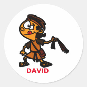 David With Slingshot Bible Story Hero Character Classic Round Sticker