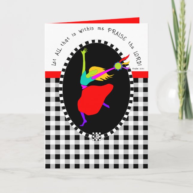 Davidic Dancer Buffalo Plaid Greeting Card (Front)