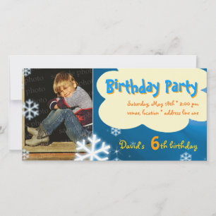 David's Winter Birthday Party Photo Invitation