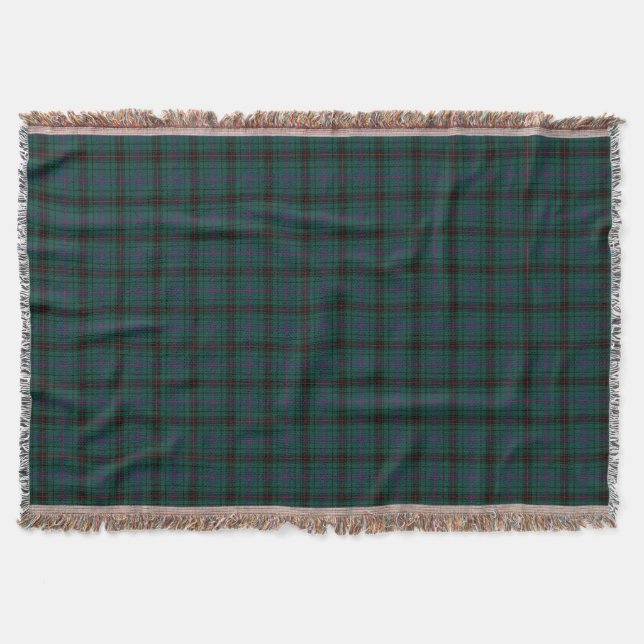 Davidson Family Tartan Forest Green Plaid Throw Blanket (Front)
