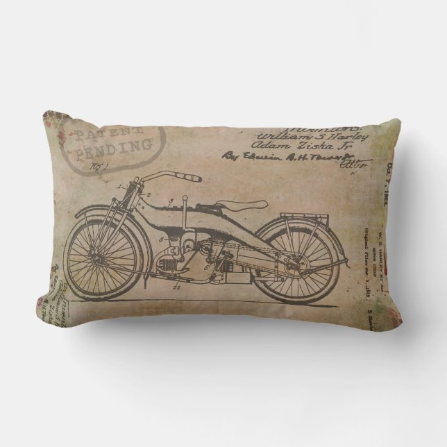  Davidson Motorcycle Patent Harley Pending Bike Lumbar Cushion (Front)