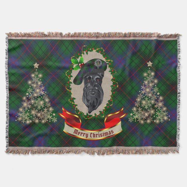 Davidson Scottie Dog Christmas Throw Blanket (Front)